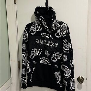 Supply & Demand XL black and white hooted sweatshirt XL